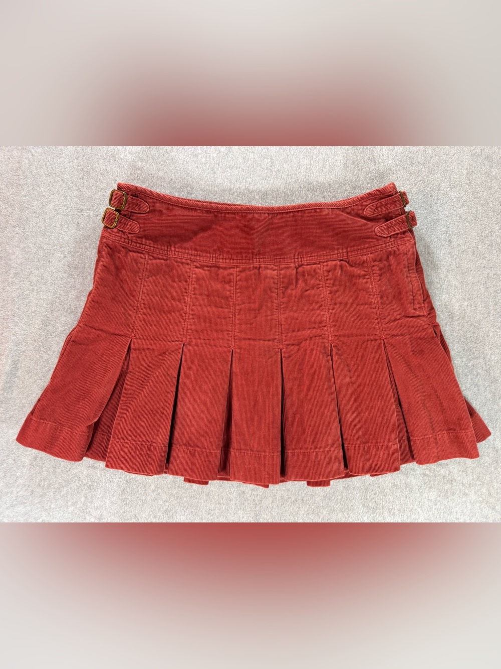 Vintage Polo Jeans Company Ralph Lauren Corduroy Pleated Skirt Sz 10  Red /Rust